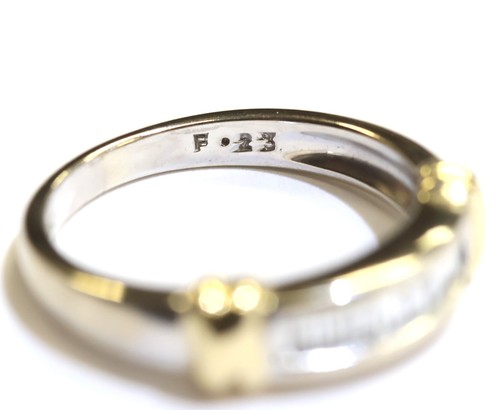 14k white yellow gold .23ct Baguette diamond wedding band RING anniversary 4.3g - Picture 4 of 8