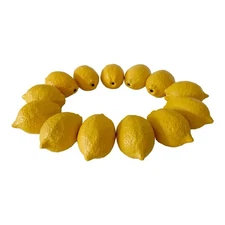 Circa 1970's-80's Italian Stone-Carved Lemons, Decorative Accents - 13 Pieces
