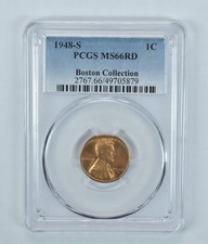 1948-s Lincoln Wheat Cent Boston Collection Ms66 Rd Pcgs 1948-s Lincoln Wheat Cent Boston Collection Ms66 Rd Pcgs