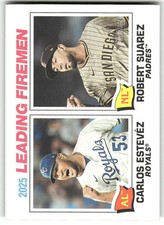 2026 Topps Heritage #8 2025 Leading Firemen (Carlos Estevez / Robert Suarez)