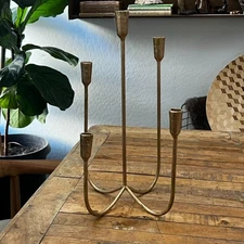 Honeybloom Metallic Taper Candle Holder 17.5" Cast Iron Decor