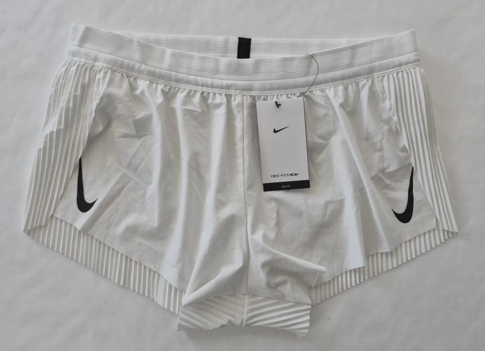 Nike Women's L Dri Fit ADV White Racing Running Shorts CZ9398-100 READ