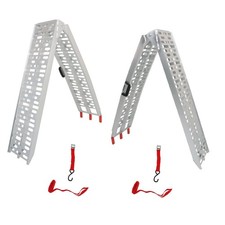 2ร Aluminum Loading Ramp Arched For Motorcycle ATV/UTV Truck Lawnmower