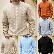 Men's Knitted Sweater High Neck Formal Business Adult Autumn Winter Sweater