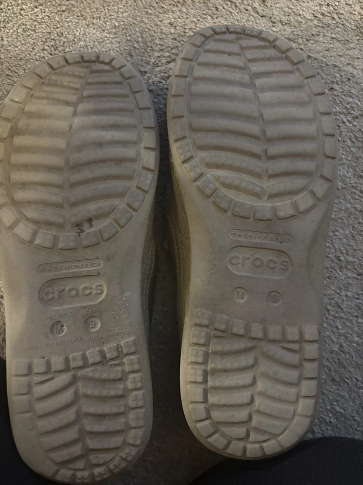 Crocs Zapatos Para Hombres 9 Mocasines Marrón Lona Sin Cordones Informales Comodidad Bajo Foto 4 de 4