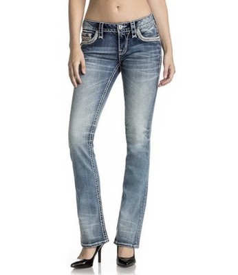 Rock Revival Leyah Bootcut Jeans Size 31 x 32 Medium Wash Mid Rise Embellished