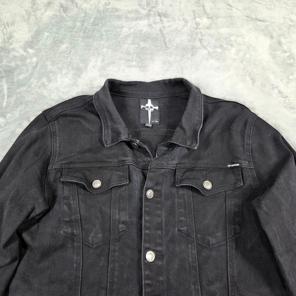 Lip Service Jacket Mens XL Black Denim Trucker Emo Punk Rock Goth Grunge - Image 4 of 4