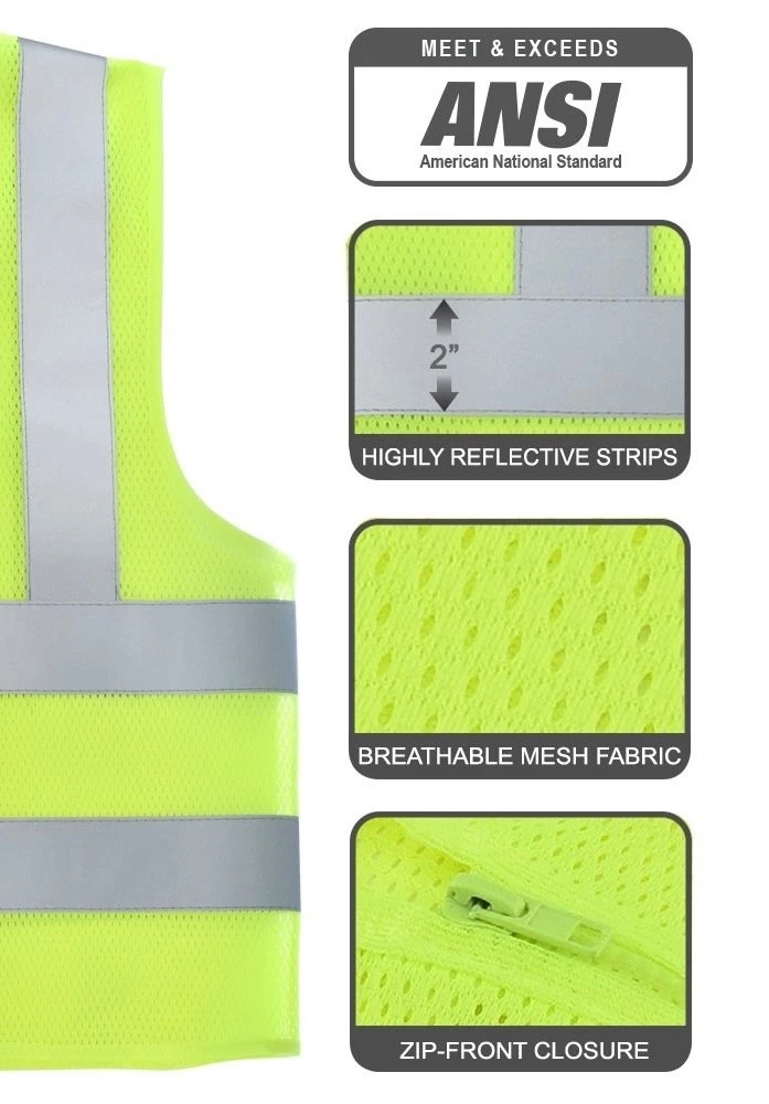 Crew All Mesh Yellow  High Visibility Safety Vest With 2 Pockets image 3