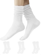 Women Slouch Socks Knit Mid Calf Rib Tube Scrunchy Slouchy Crew Socks 3pairs ...
