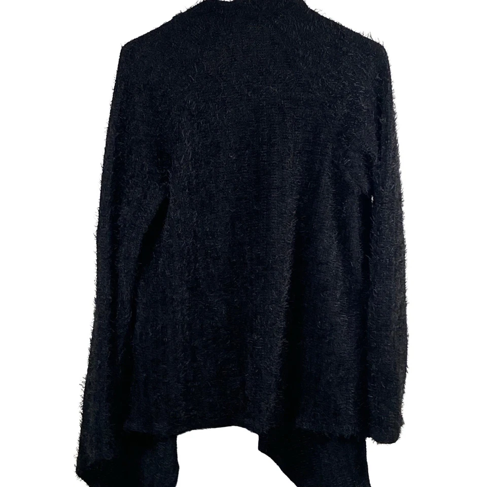 Cárdigan Xhilaration para mujer talla pequeña manga larga frente abierto negro imitación piel Foto 2 de 4