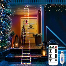 LED Weihnachtsmann Leiter Lichterkette 8 Modi Weihnachtsbeleuchtung Außen Innen