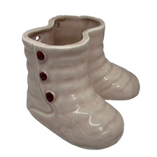 Pink Ceramic Baby Girl Bootie Shoe Succulent Planter Nursery Decor Japan Vintage