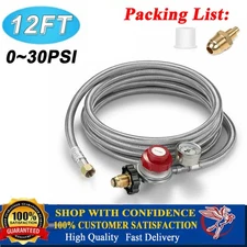 12 ft High Pressure Adjustable Propane Gas Regulator with Braided Hose Indicator