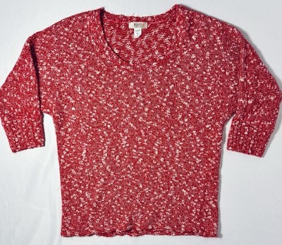 Route 66 Clothing 3/4 Sleeve Pullover Scoop Neck Sweater Red Marl Womens M Good