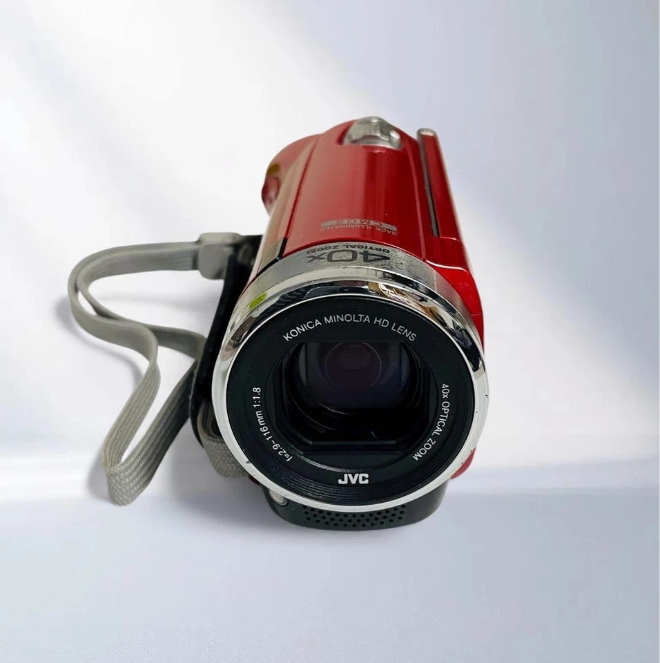 JVC Everio GZ-E225 Red HD Video Camera w/ Battery AC Adapter Touch Pen Used - Image 3 of 4