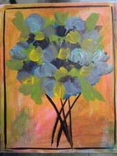 Original flower art 8 X 10 acrylic expressionism abstract design home painting