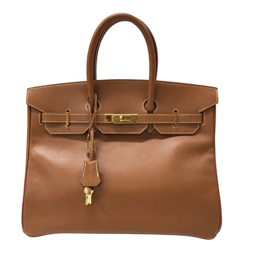 HERMES Birkin 35 Gold Handbag C Stamp #OKB412