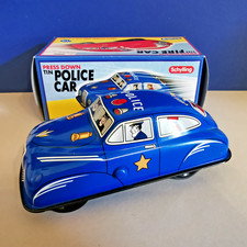Press Down Tin Police Car, Polizei, mechanisches Blechspielzeug, Schylling, OVP.