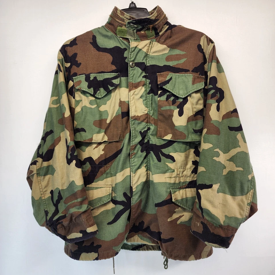 复古 Alpha Industries 冷天气野战夹克军用 M65 迷彩小号 — 第 4/4 张图片