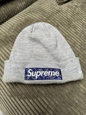 Supreme Bandana Box Logo Beanie – Grau / Blau
