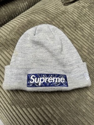 Supreme Bandana Box Logo Beanie   Grau / Blau