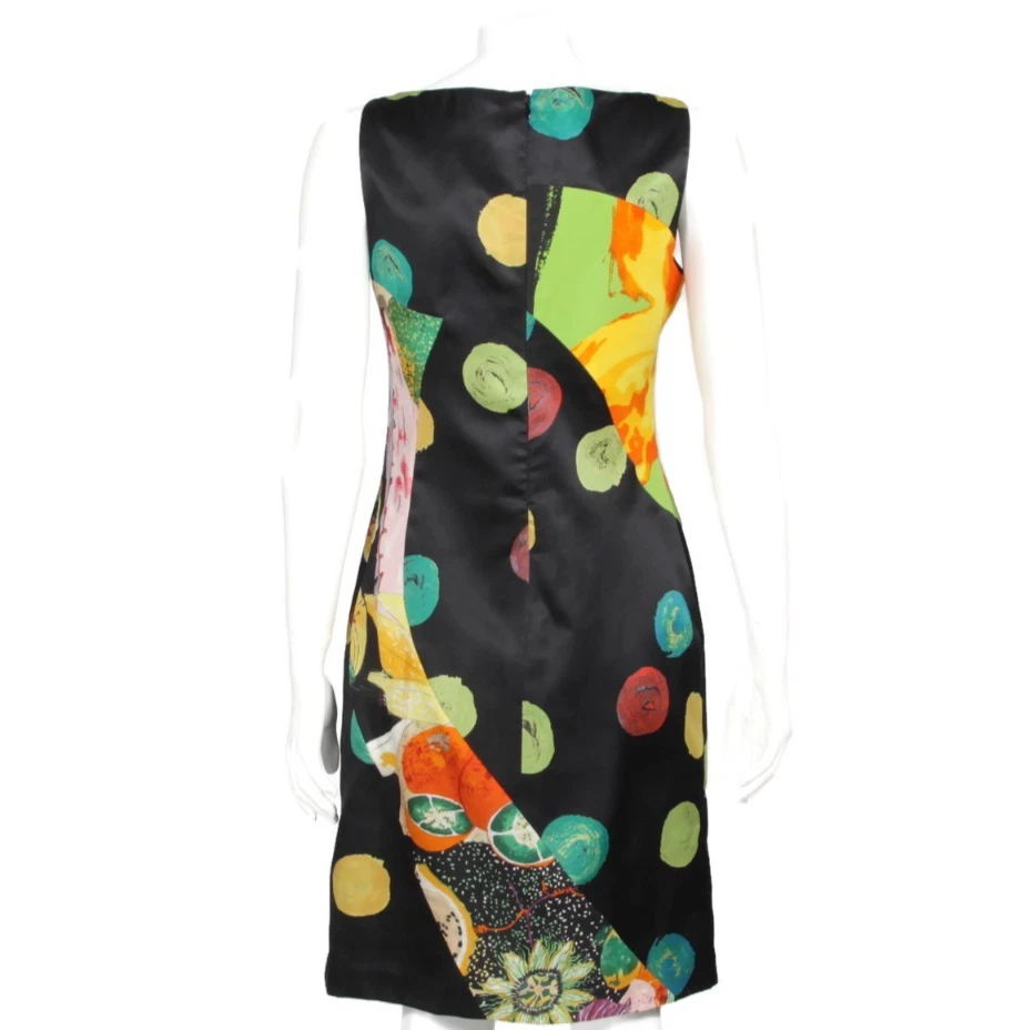 CHRISTIAN LACROIX Paris Vintage Black 90s Pop Art Silk Sheath Dress sz 36 /583 - Image 4 of 4