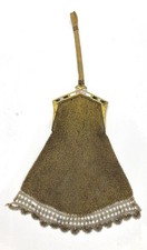 Antique Whiting Davis Goldtone Soldered Mesh Flapper Bag 1920s