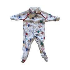 Vintage Baby Gro White Bear Terry Cloth Footie Pajamas Sleeper Snap 0-3m