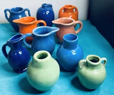 ARTS & CRAFT Mixed mini–ART Pottery Vases pitchers jugs lot 10