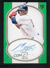 2018 Topps Definitive Collection Rookie Green 5/25 Rafael Devers Auto 1v3