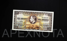 BERMUDA 5 SHILLING 1937 P8 CU- CHOICE UNC- KGVI FRACTIONAL /4 PREFIX HARD PAPER