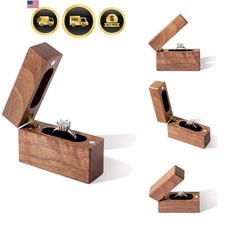 Wooden Engagement Ring Box Small Slim Flat Ring Case for Proposal,Wedding Wal...