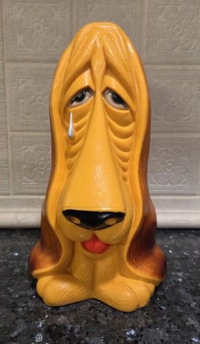 Vintage 1971 My Toy Inc. Sad Sam~Basset Hound~Piggy Bank~With Plug~ Blow Mold~🤎