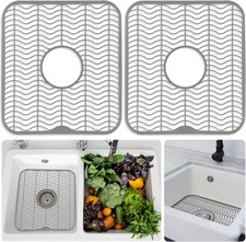 DecorRack 2 Pack Kitchen Sink Protectors 12"x11" Plastic Dish Rack Black