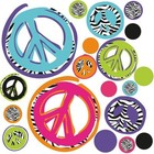 ZEBRA print PEACE SIGNS wall stickers 26 funky mod decals teen's room decor dots