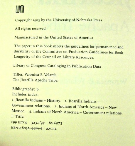 The Jicarilla Apache Tribe A History Hardcover Book DJ Velarde Tiller 1983 - Picture 11 of 12