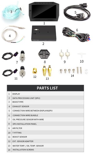 Kit de sensores medidor de pantalla de tablero de carreras de autos Sinco Tech DO909 pantalla LCD 12V - Imagen 12 de 12