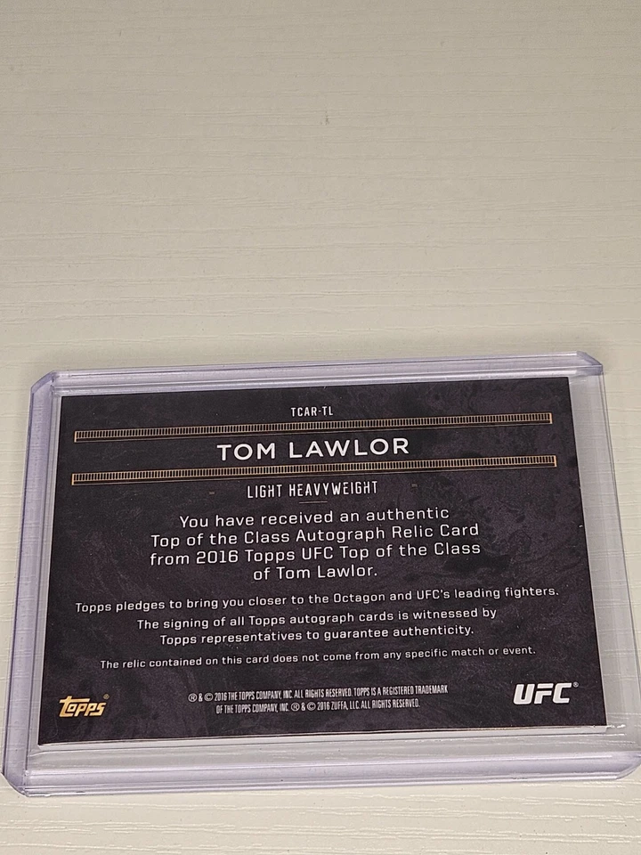 2016 Topps UFC Top of the Class Auto Relics Tom Lawlor TCAR-TL - Image 2 of 2