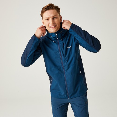 Regatta Mens Britedale Waterproof Jacket Hooded Torch Blue Rain Coat RRP 120 - Picture 3 of 19