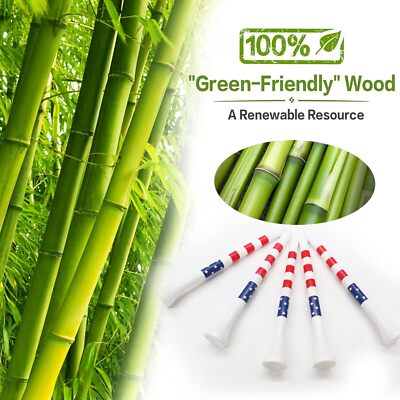 Striped Wooden Golf Tees with Colors, 2 3/4'' 3 1/4'' 100 Count Bamboo Durable 