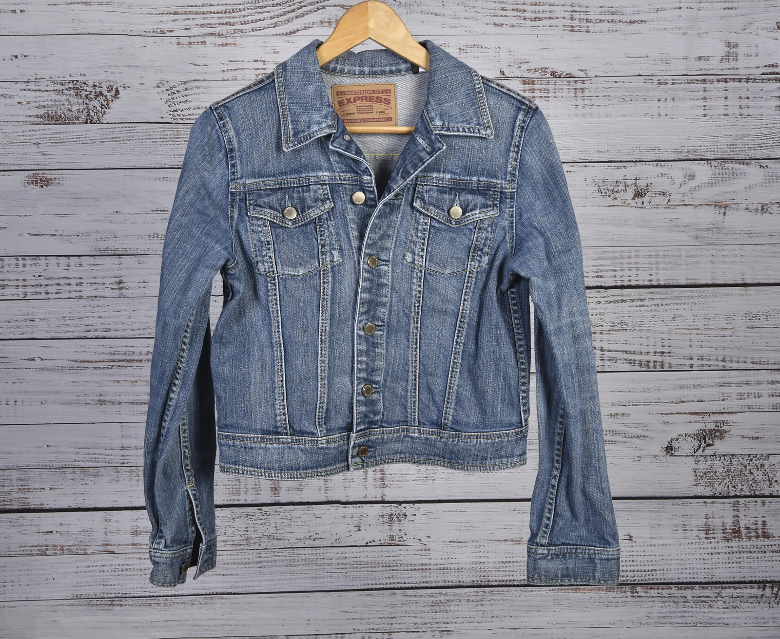 Express Fitted Button Down Denim Jacket Size M {E… - image 1