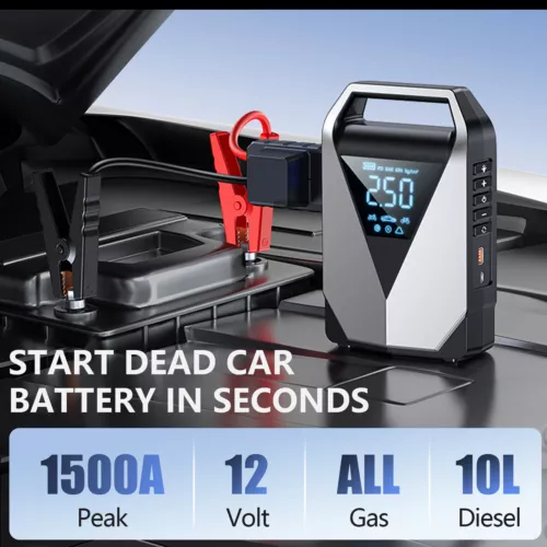 Jump Starter with Air Compressor, Portable 12000mAh Car Battery Jumper Starter - Picture 3 of 18