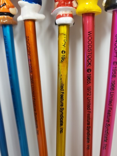 Vintage 1966 Peanuts Pencil Toppers Snoopy, Charlie Brown, Lucy, Woodstock RARE - Picture 6 of 9