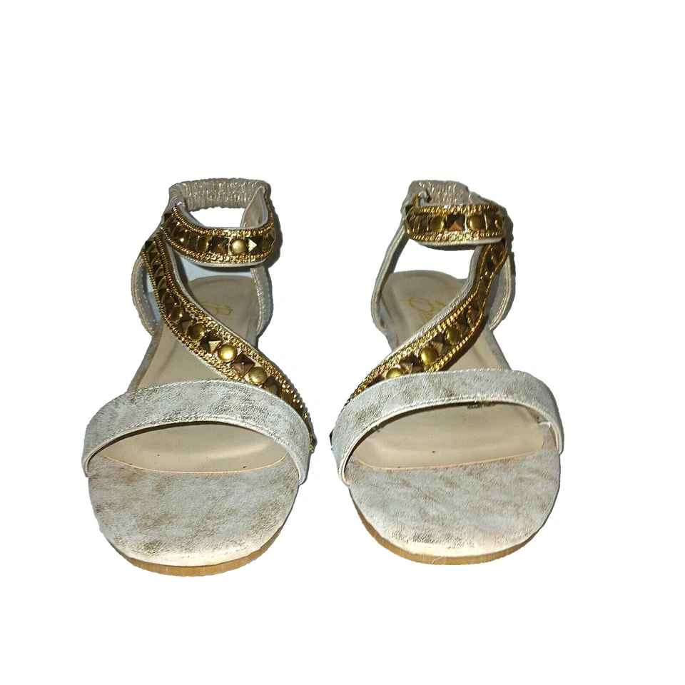 BEACON sandálias femininas slip on Dazzle corrente elos sapato tamanho 7.5 M bege NOVO - Imagem 4 de 4