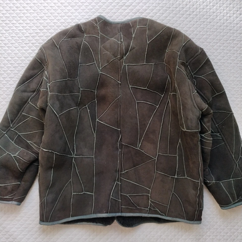 Chaqueta De Colección Issey Miyake Años 80 90 Cuero Real Patchwork Verde Profundo Talla M Foto 4 de 4