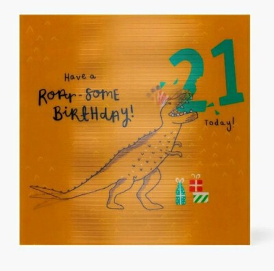 Paperchase holografische 21. Geburtstag Brüllen - einige Dinosaurier Karte