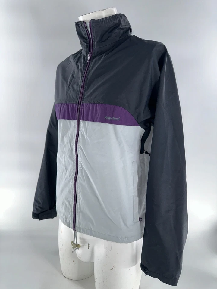 Chaqueta con Capucha Helly-Hansen Cremallera Completa Hombres XS Negra Púrpura 100% Nylon YGI J4-63 Foto 4 de 4