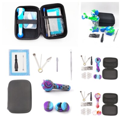 Silicone Bong Beehive Print 2-in-1 Set Convenient and Practical Metal Fittings