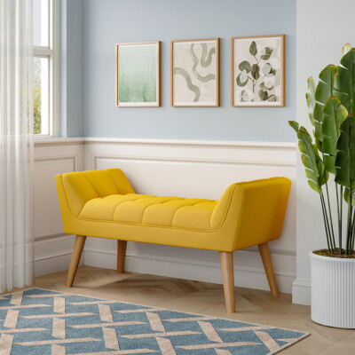 Window Seat Yellow Upholstered Bench Gfw Minstrel Upholstered