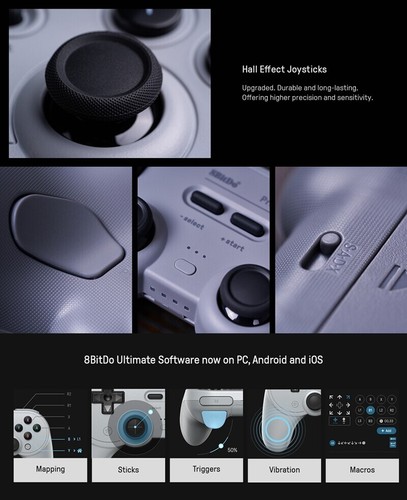 8BitDo Pro 2 Bluetooth Gamepad Hall Effect Wireless Controller For Switch,PC,iOS - Picture 64 of 76